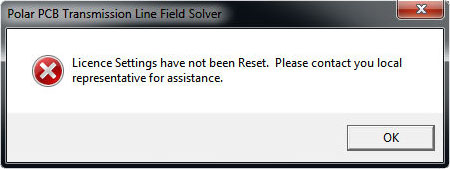 Licence settings warning