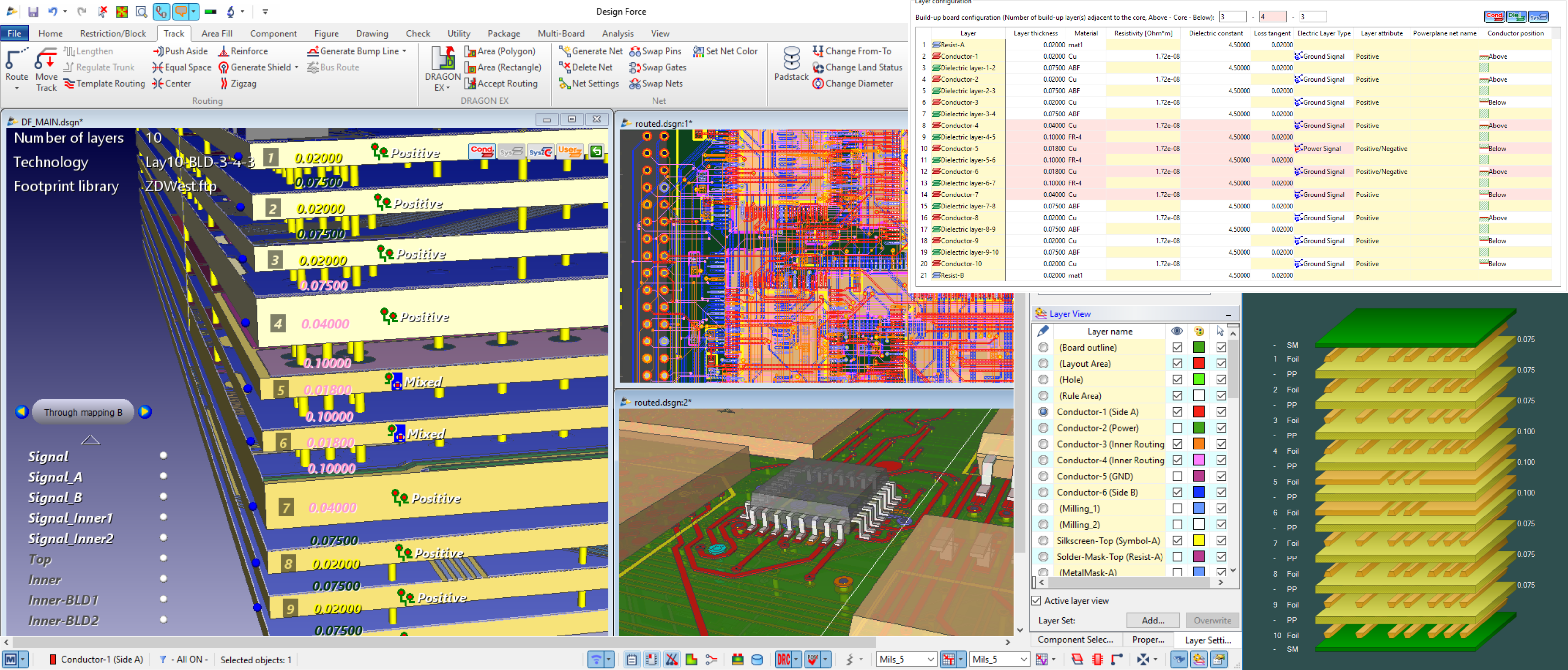 PCB signal integrity, stackup and controlled impedance