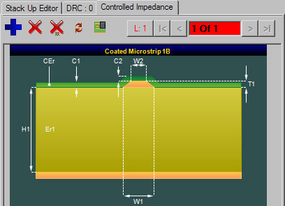 The Controlled Impedance tab showing that a structure has been added and it is showing the 1st structure of 1 added
