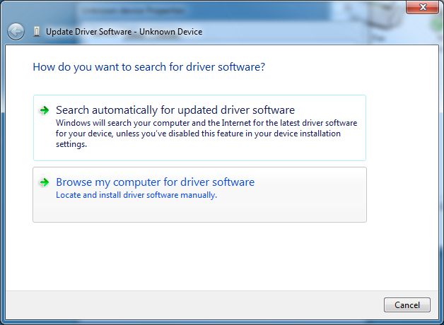 Browse for driver