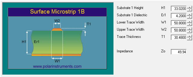 Si8000 calculation for losless 50 ohm trace