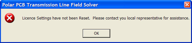License not reset message