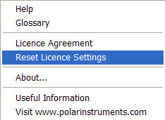Reset License Settings