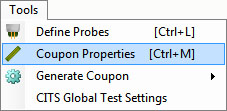 Coupon properties menu